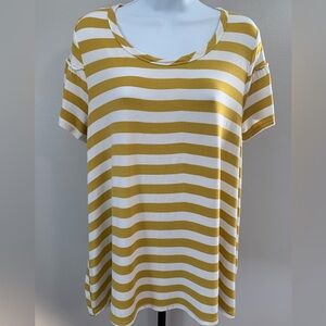 Hem & Thread Mustard and White Striped Tee